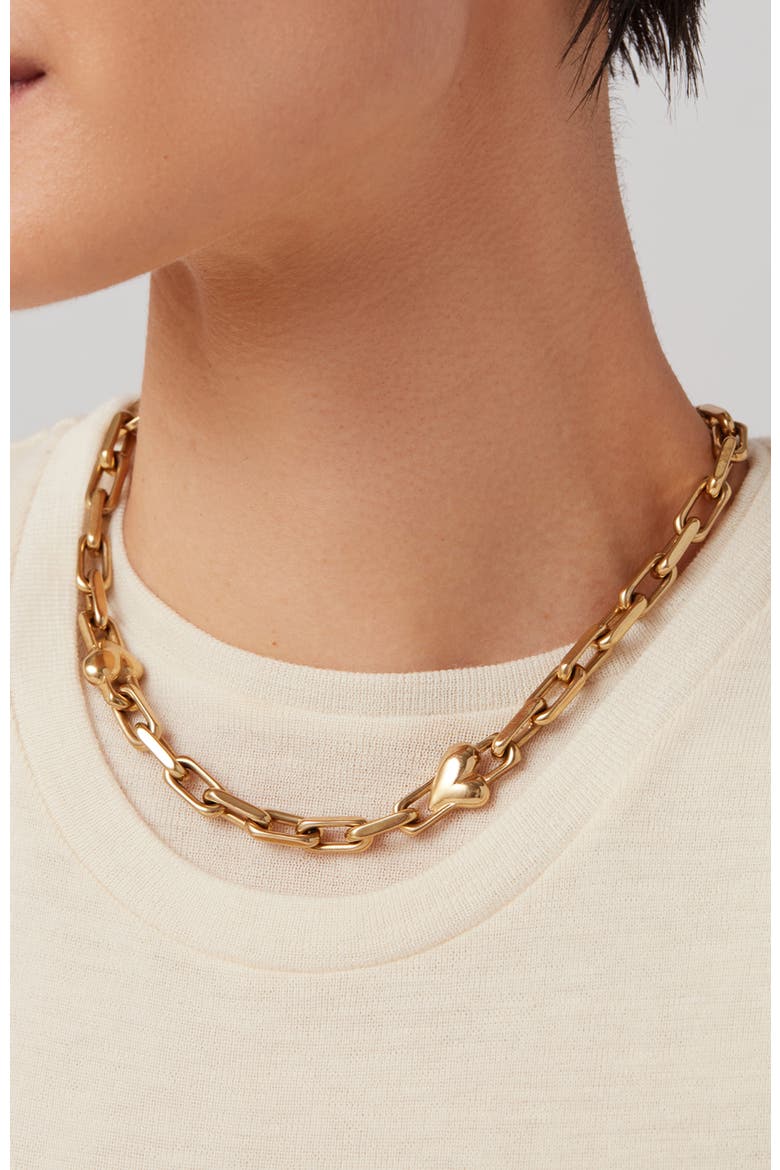 Art Heart Chain Necklace, Alternate, color, HIGH POLISH GOLD