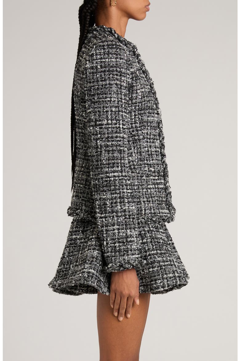 Fringed Metallic Tweed Jacket, Alternate, color, NERO/ GRIGIO MEDIO/ BIANCO