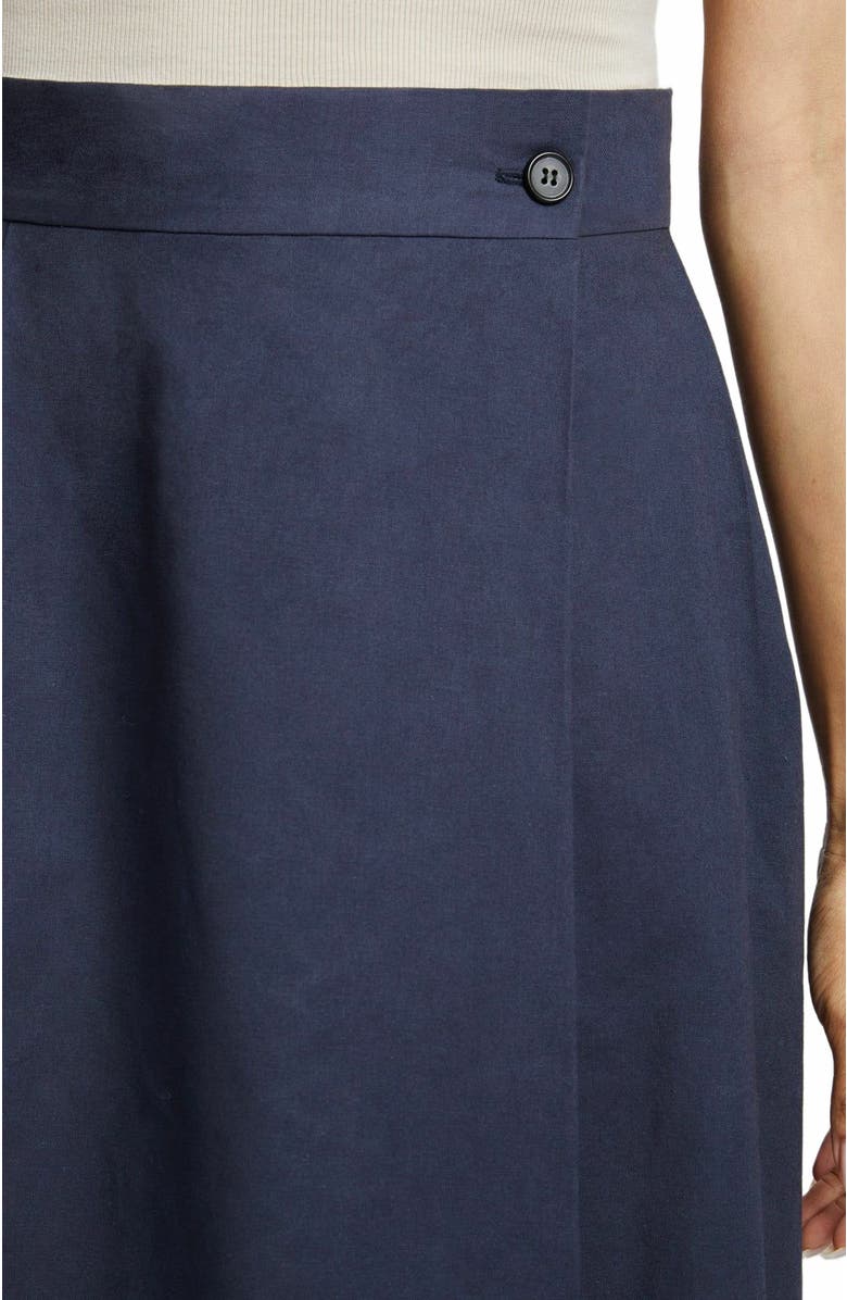 Santorelli DREW A-Line Midi Cotton Skirt with Buttoned Waistband, Alternate, color, 