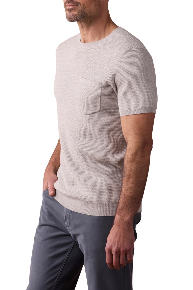 Waffle Stitch Short Sleeve Sweater, Alternate, color, STONE