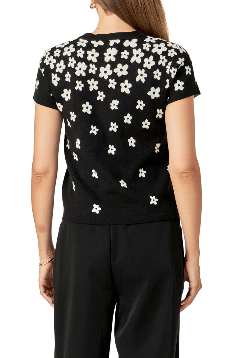 Intarsia Daisy Knit Top, Alternate, color, BLACK/ WHITE