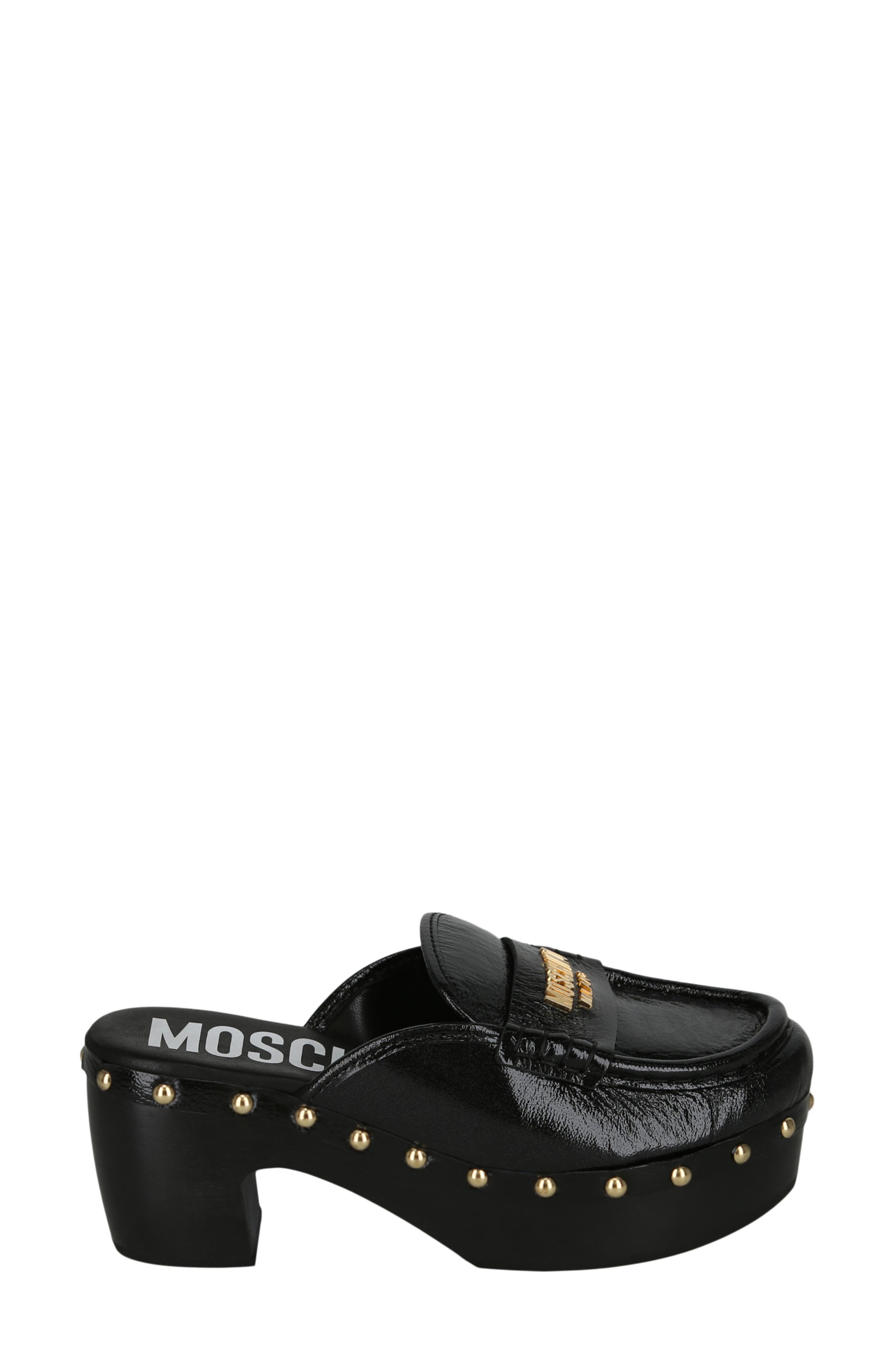 Moschino Patent Leather Platform Clog, Alternate, color, 