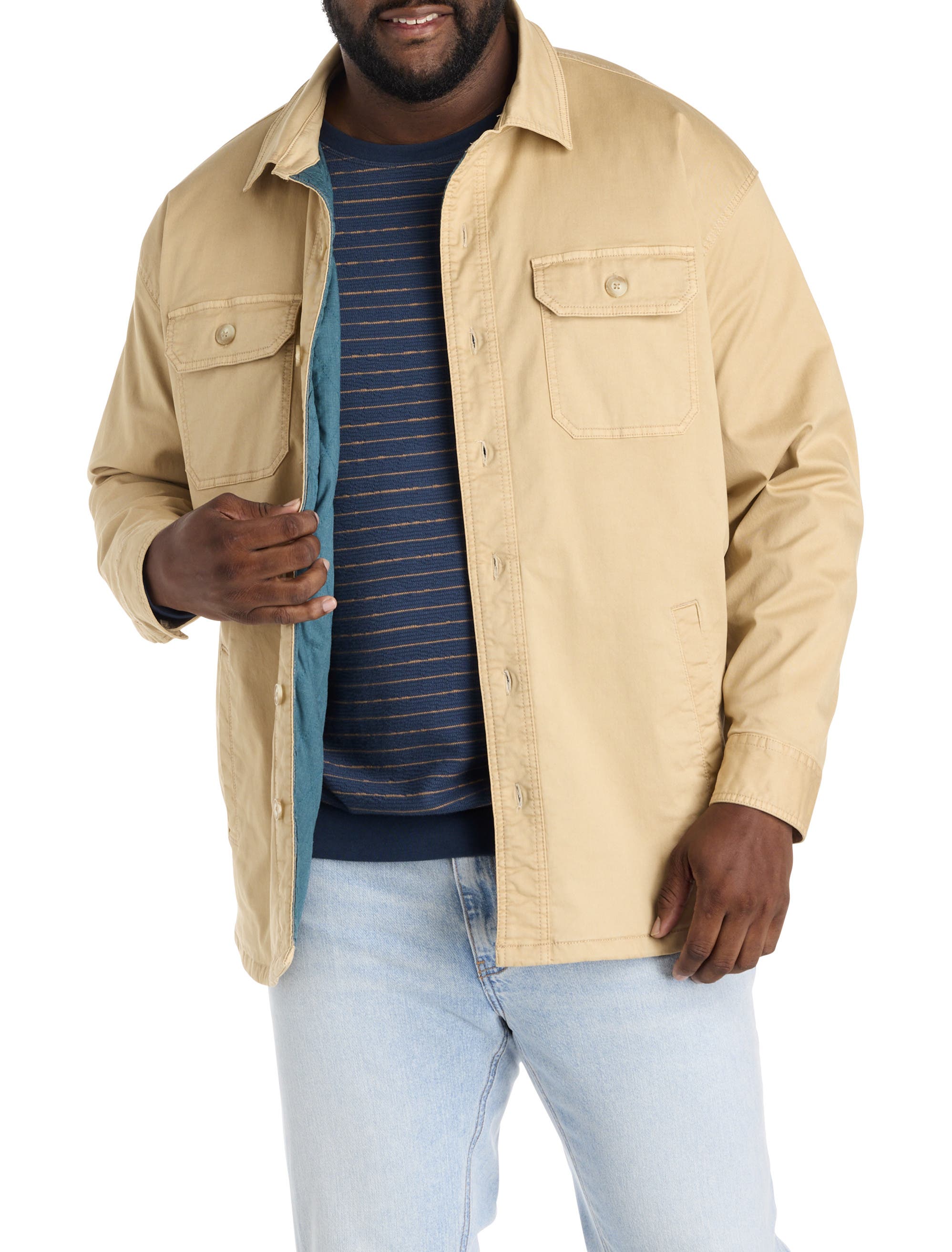 Big & Tall Button-Front Shirt Jacket