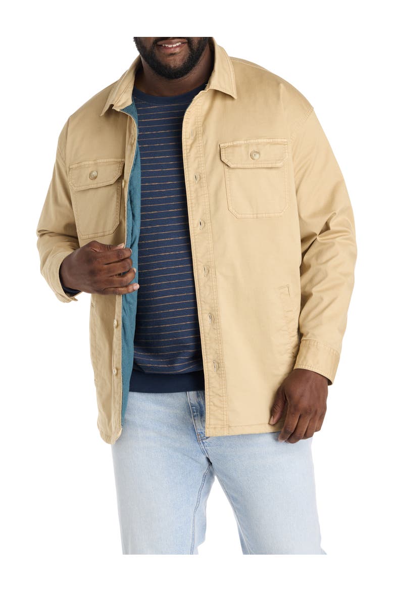Big & Tall Button-Front Shirt Jacket, Main, color, SAFARI