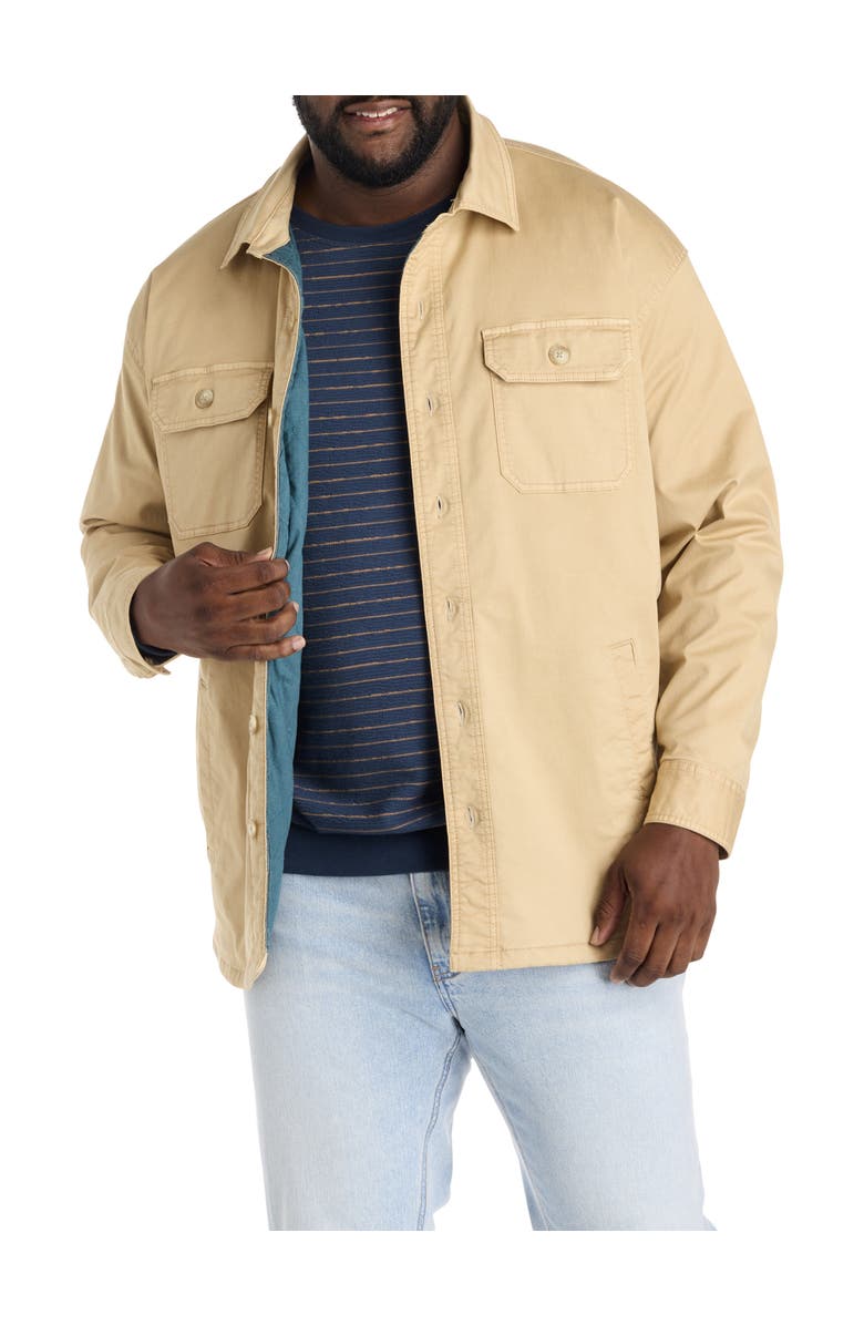 True Nation by DXL Big & Tall Button-Front Shirt Jacket, Main, color, Safari