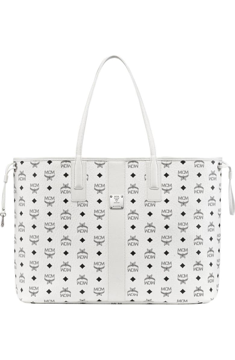 MCM Large Reversible Liz Shopper in Visetos, Main, color, White