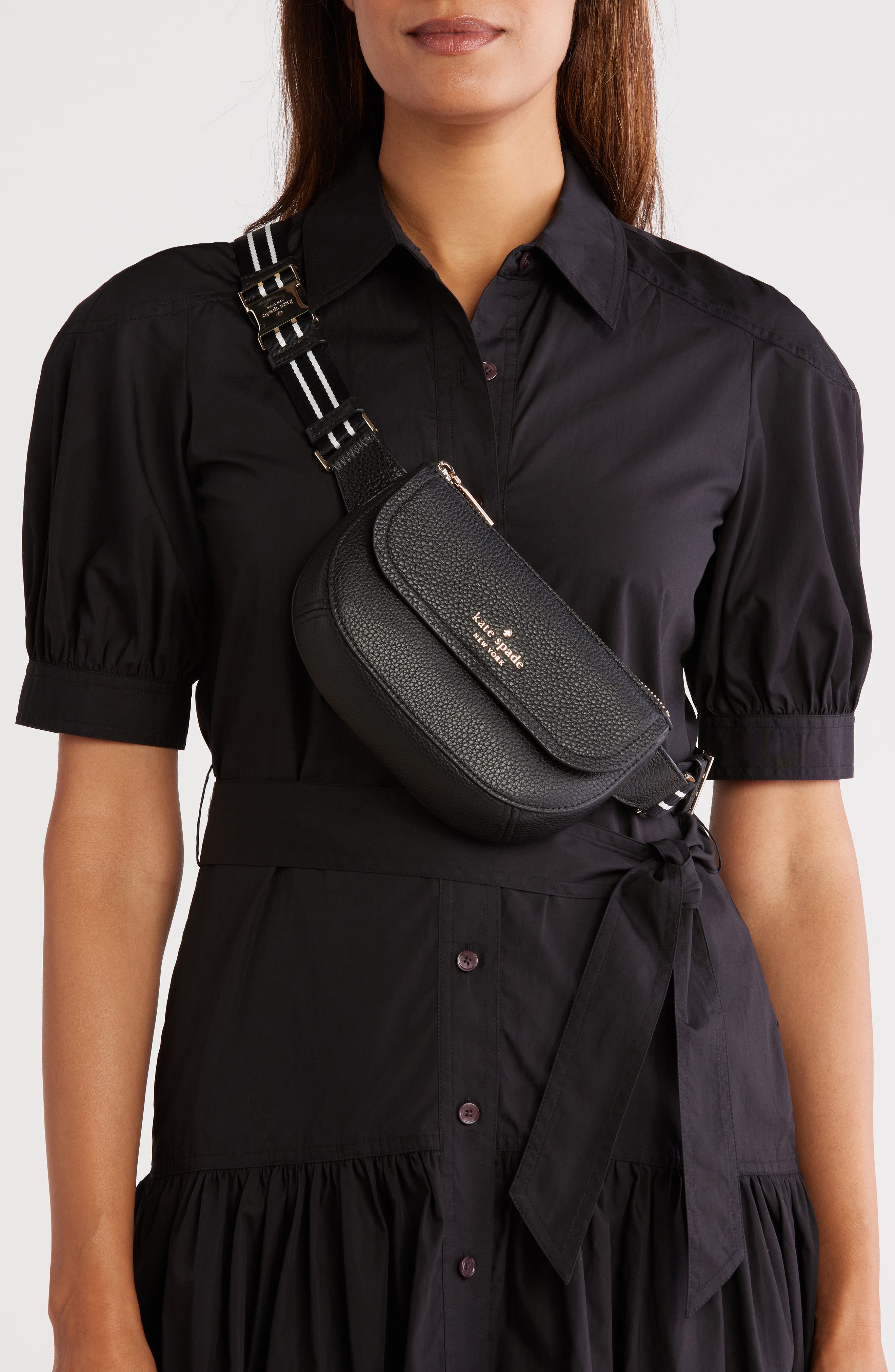 Kate Spade New York rose belt bag, Alternate, color, Black