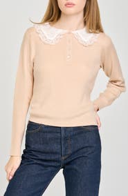 WAYF Joy Lace Collar Sweater