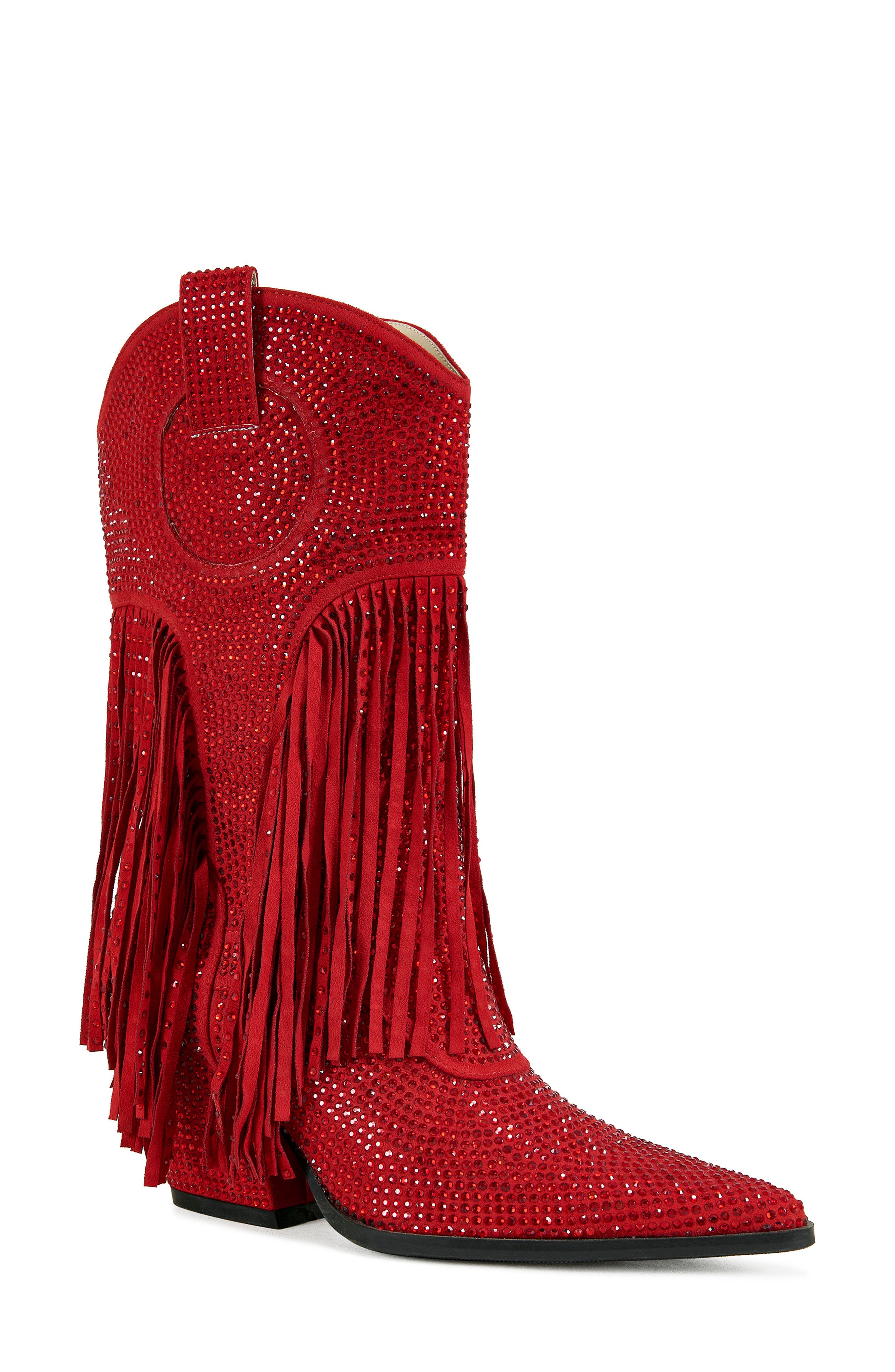 AZALEA WANG Greia Pointed Toe Western Boot, Main, color, Red