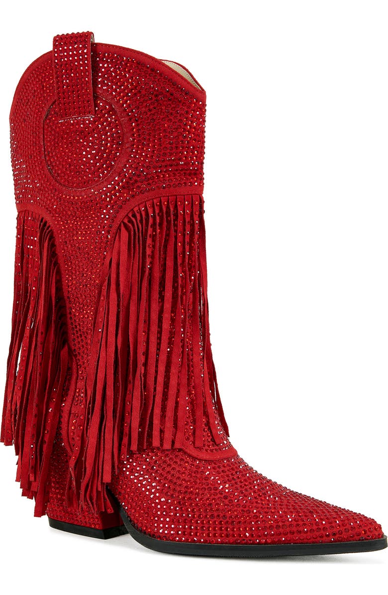 AZALEA WANG Greia Pointed Toe Western Boot, Main, color, Red