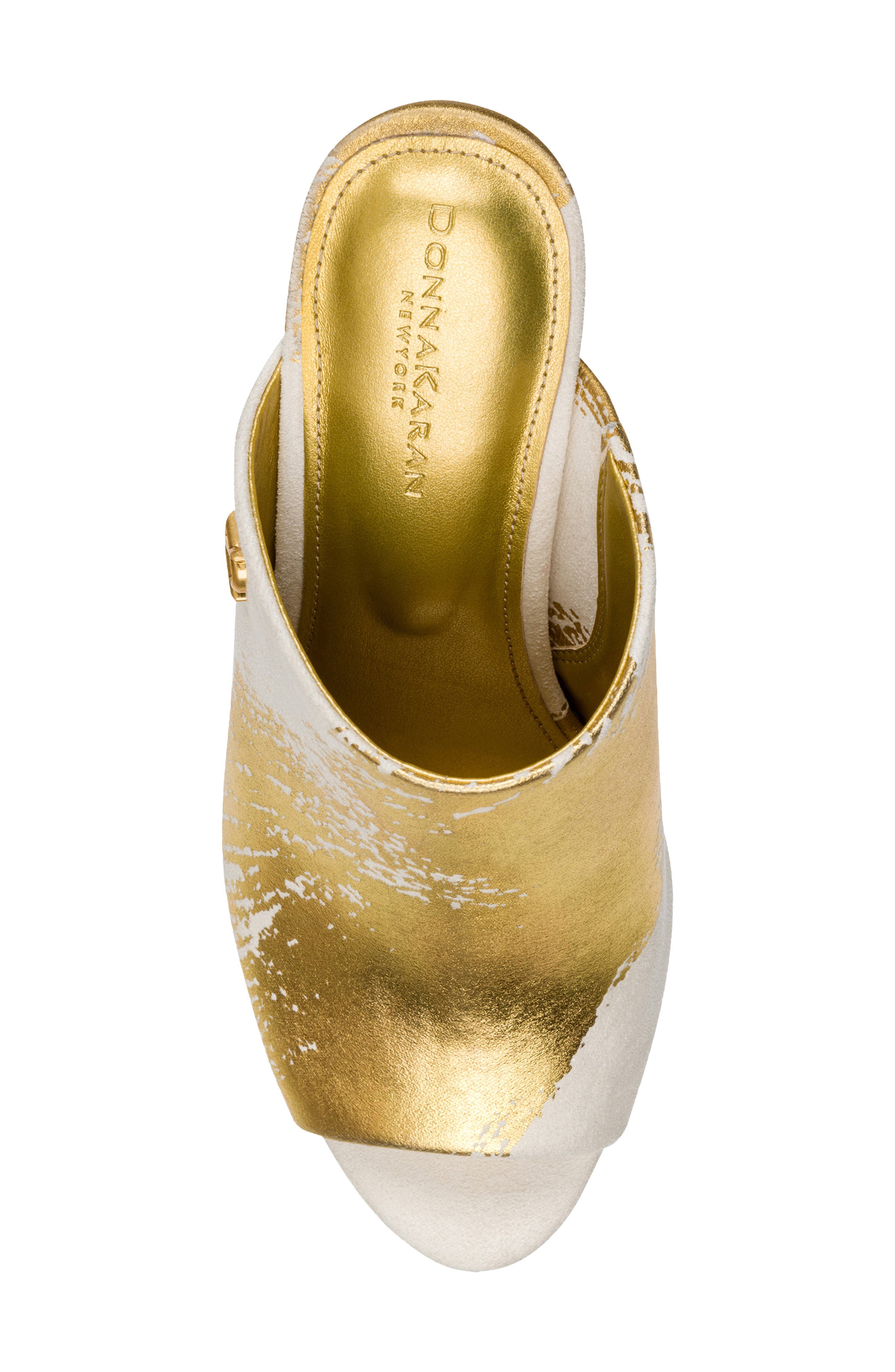 DKNY Donna Slide Sandal, Alternate, color, Ivory/ Gold