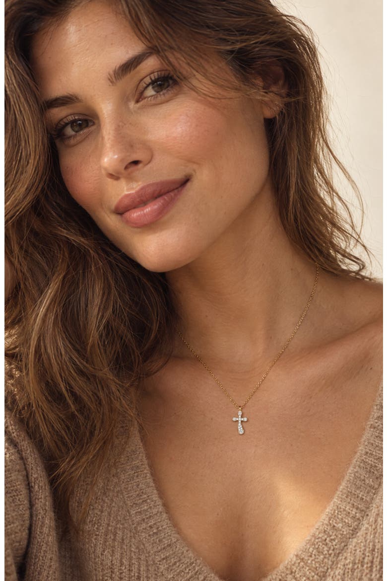 Cariann Two Tone Cross Necklace, Alternate, color, GOLD/ SILVER