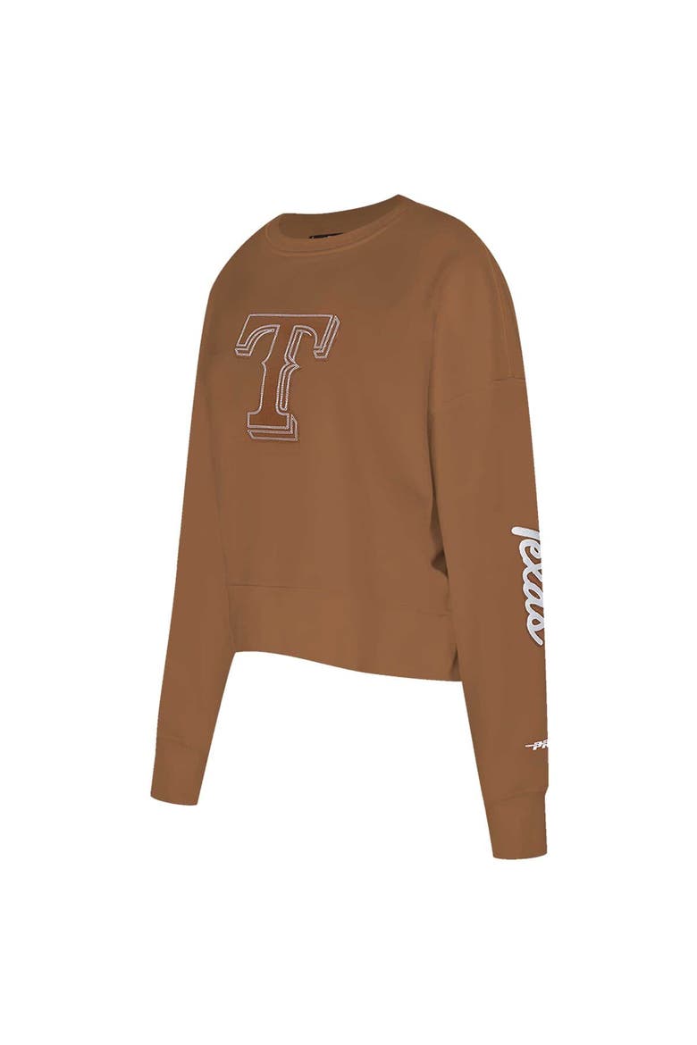 Women's Pro Standard Brown Texas Rangers Paint The City Pullover Cropped Sweatshirt, Alternate, color, Brown