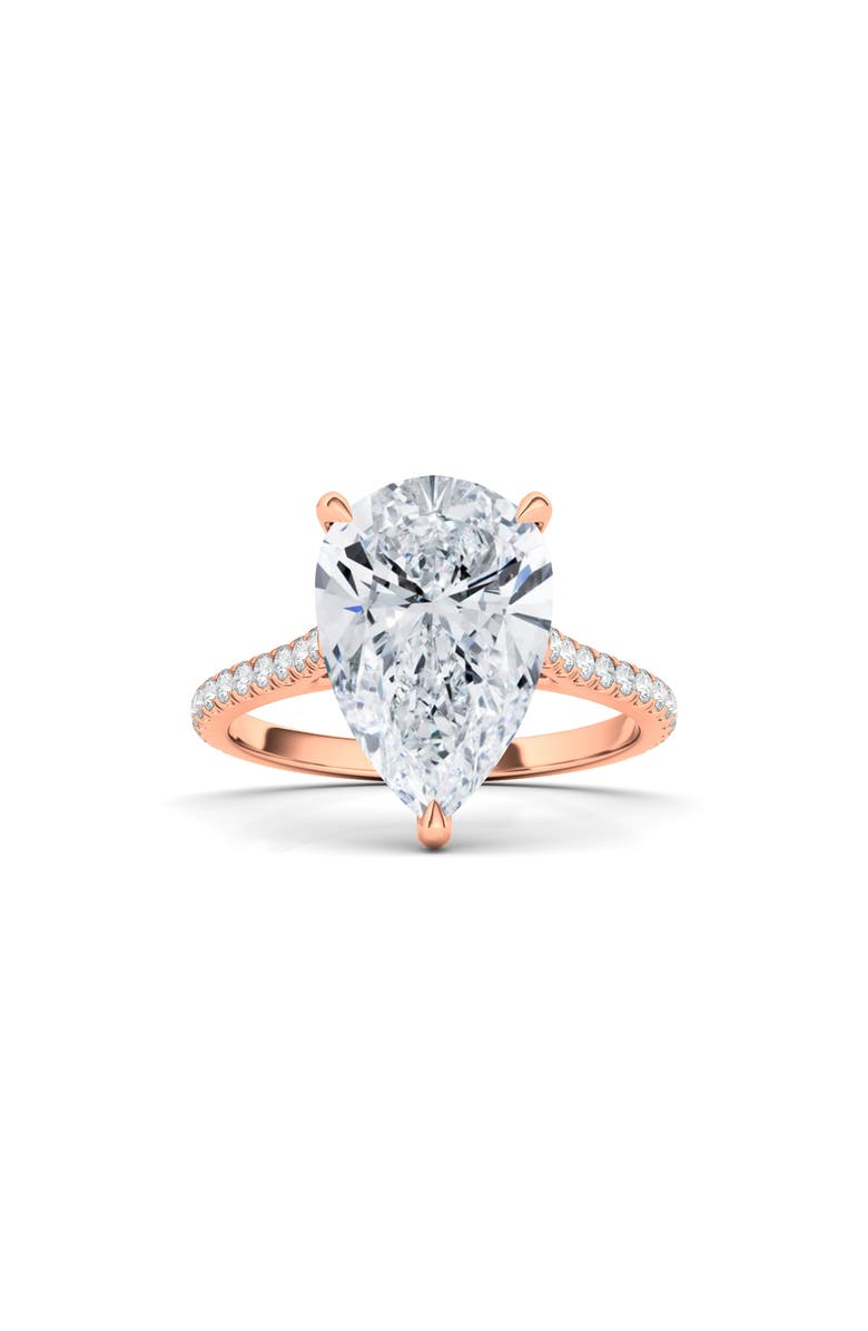 HauteCarat Pear Cut Pavé Lab GrownDiamond Ring, Main, color, 2.00 Ctw 18K Rose Gold