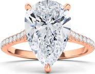 HauteCarat Pear Cut Pavé Lab GrownDiamond Ring