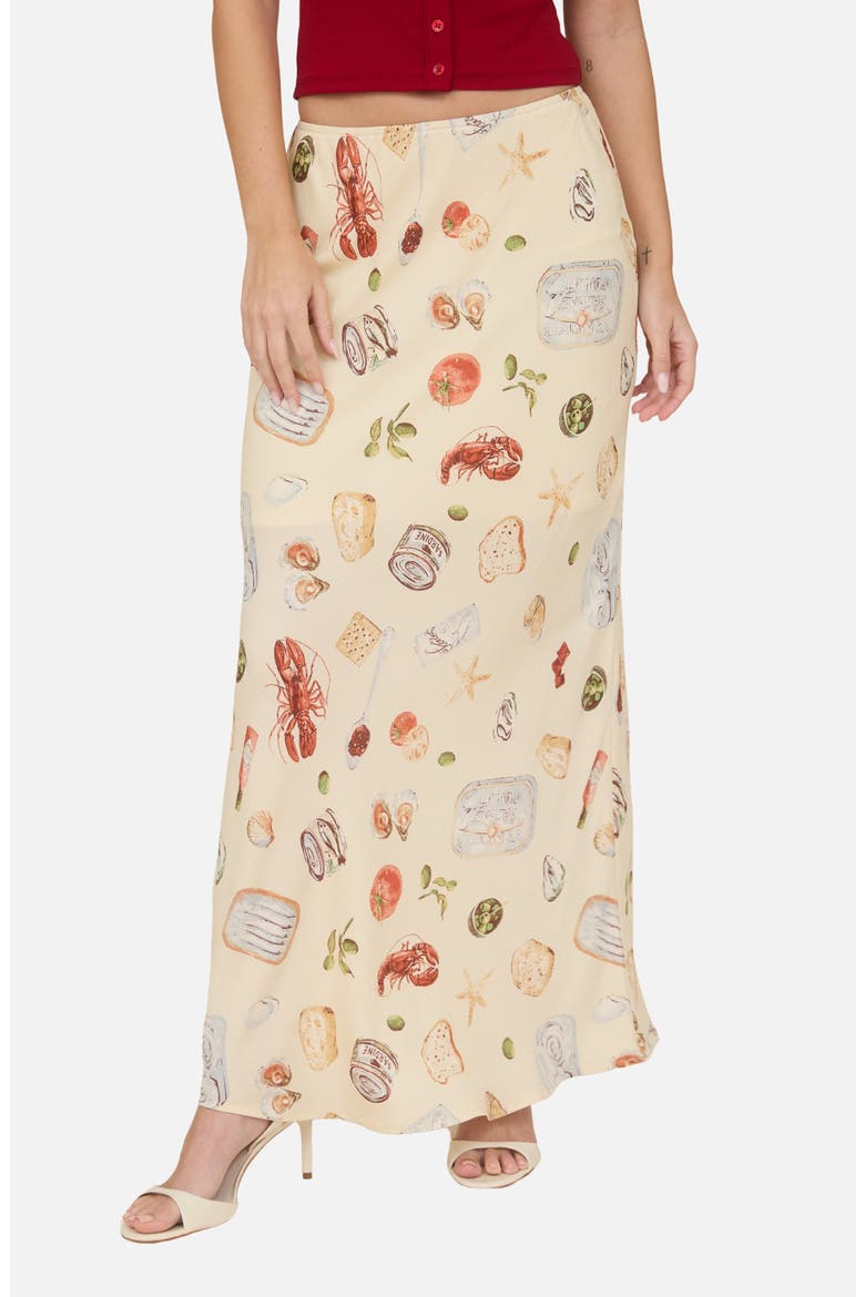 Print Midi Skirt, Main, color, LIGHT KHAKI MULTI