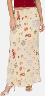 Blu Pepper Print Midi Skirt