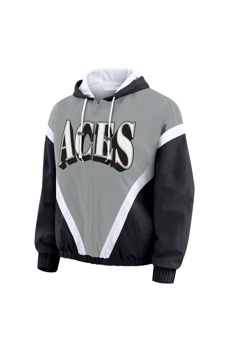 WEAR by Erin Andrews Women
s WEAR by Erin Andrews Black/Gray Las Vegas Aces Colorblock Full-Zip Hoodie Windbreaker Jacket, Alternate, color, Black