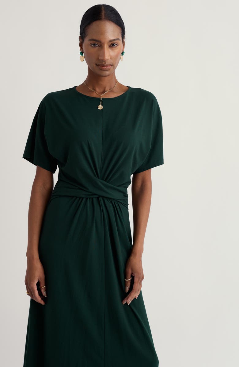 Seasalt Cornwall Water Mint Twist Front Organic Cotton Blend Midi Dress, Alternate, color, 
