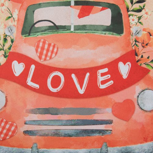 Northlight Love Banner And Vintage Car Garden Flag 12.5" X 18" In Red