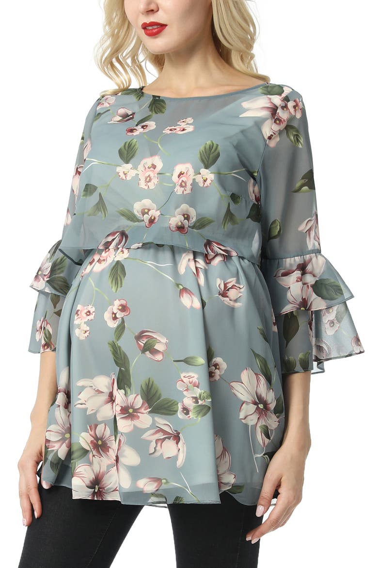 Audrey Maternity/Nursing  Floral Print Blouse, Main, color, Multicolored