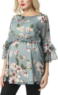 Kimi & Kai Audrey Maternity/Nursing  Floral Print Blouse