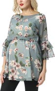 Kimi & Kai Audrey Maternity/Nursing Floral Print Blouse