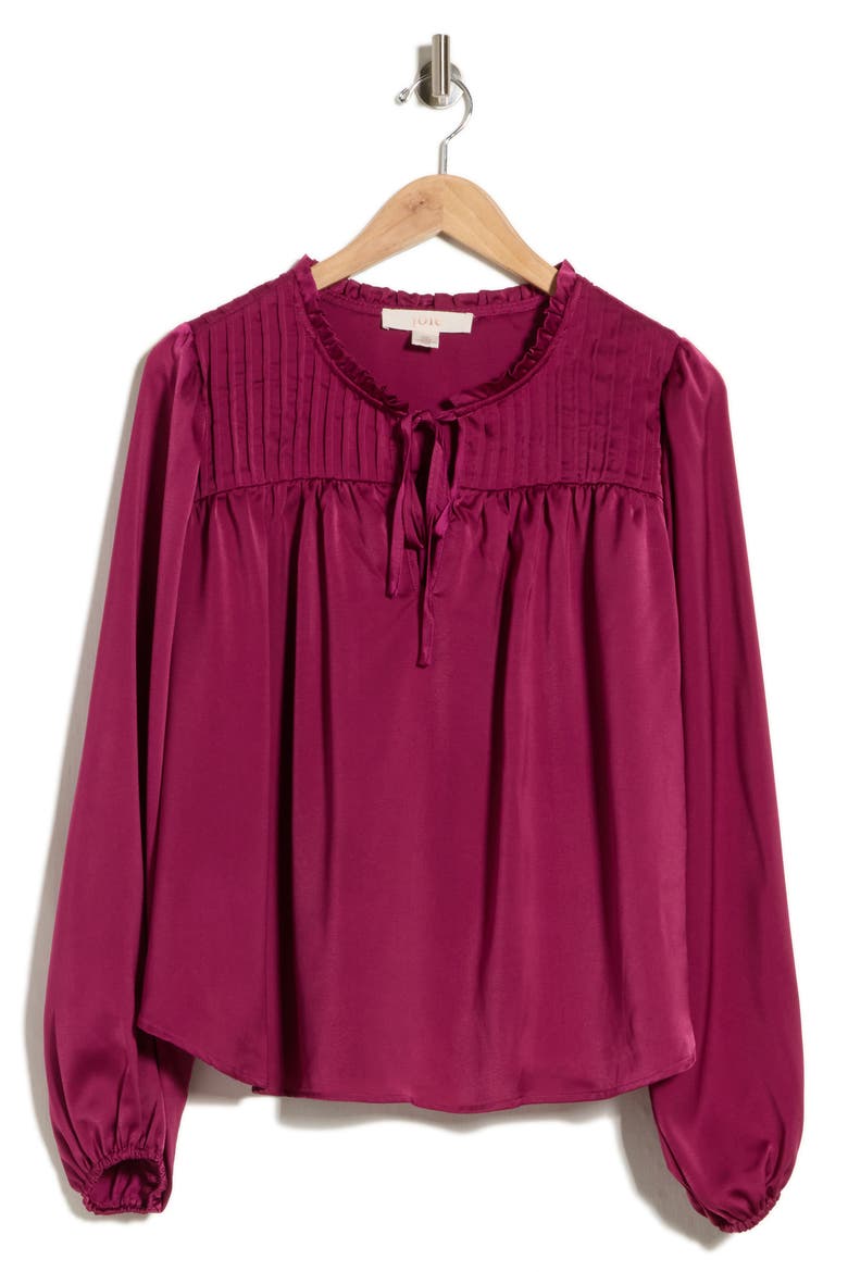 Pintuck Yoke Long Sleeve Top, Main, color, RASPBERRY RADIENCE