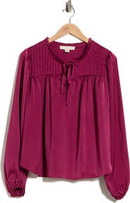 Joie Pintuck Yoke Long Sleeve Top