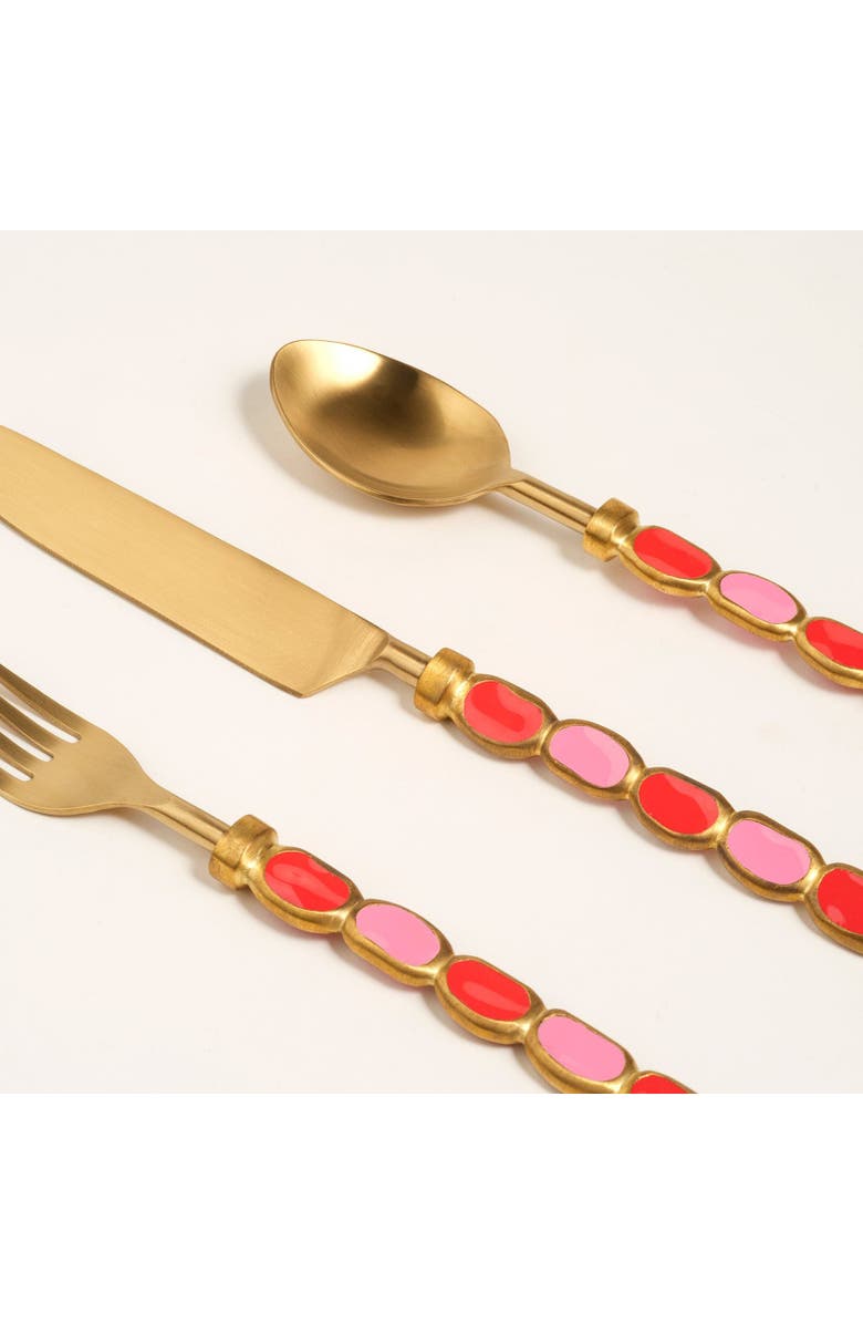 Zsa Zsa Zsu Rampur Set Of 3 Steel Cutlery Maximalist, Alternate, color, Gold