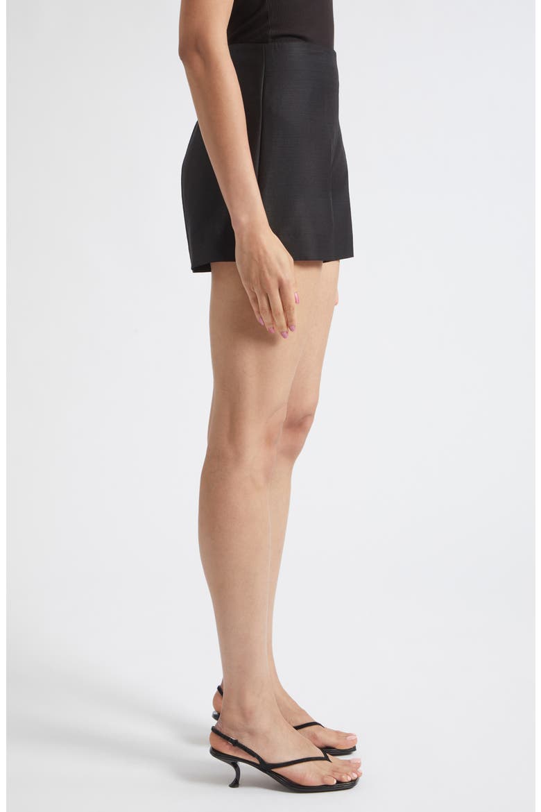 Saskia Wool & Silk Shorts, Alternate, color, BLACK