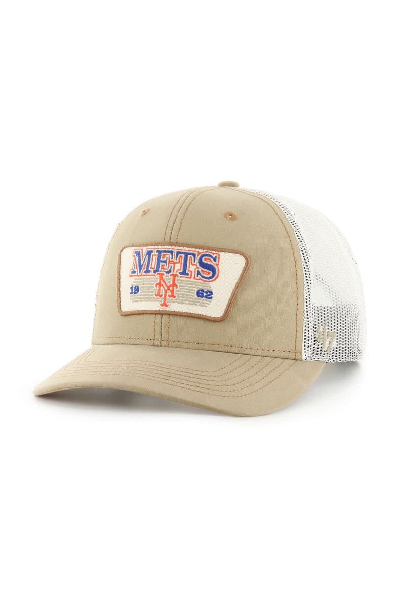 '47 Men's '47 Khaki New York Mets Ridgewood Trucker Adjustable Hats, Main, color,