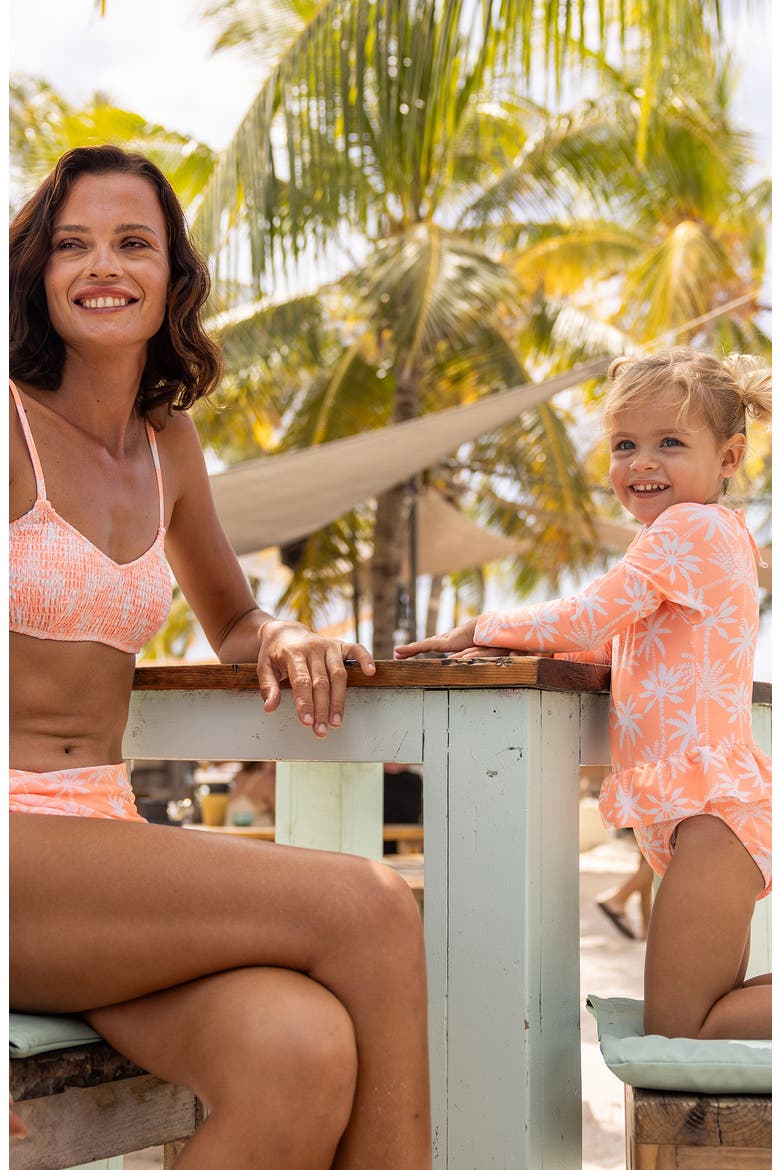 Ruffle Long Sleeve Skirted UPF 50+ One-Piece Swimsuit, Alternate, color, ORANGE