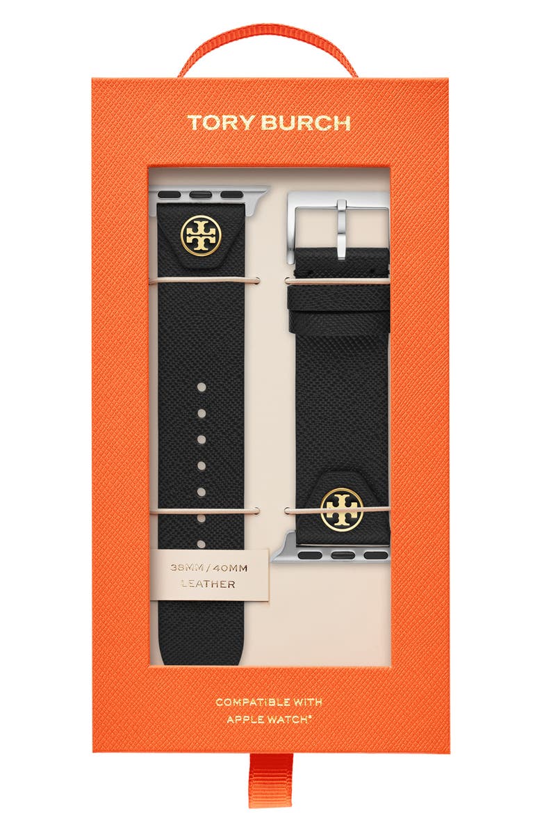 Tory Burch The Studs Leather Apple Watch<sup>®</sup> Strap, Alternate, color,