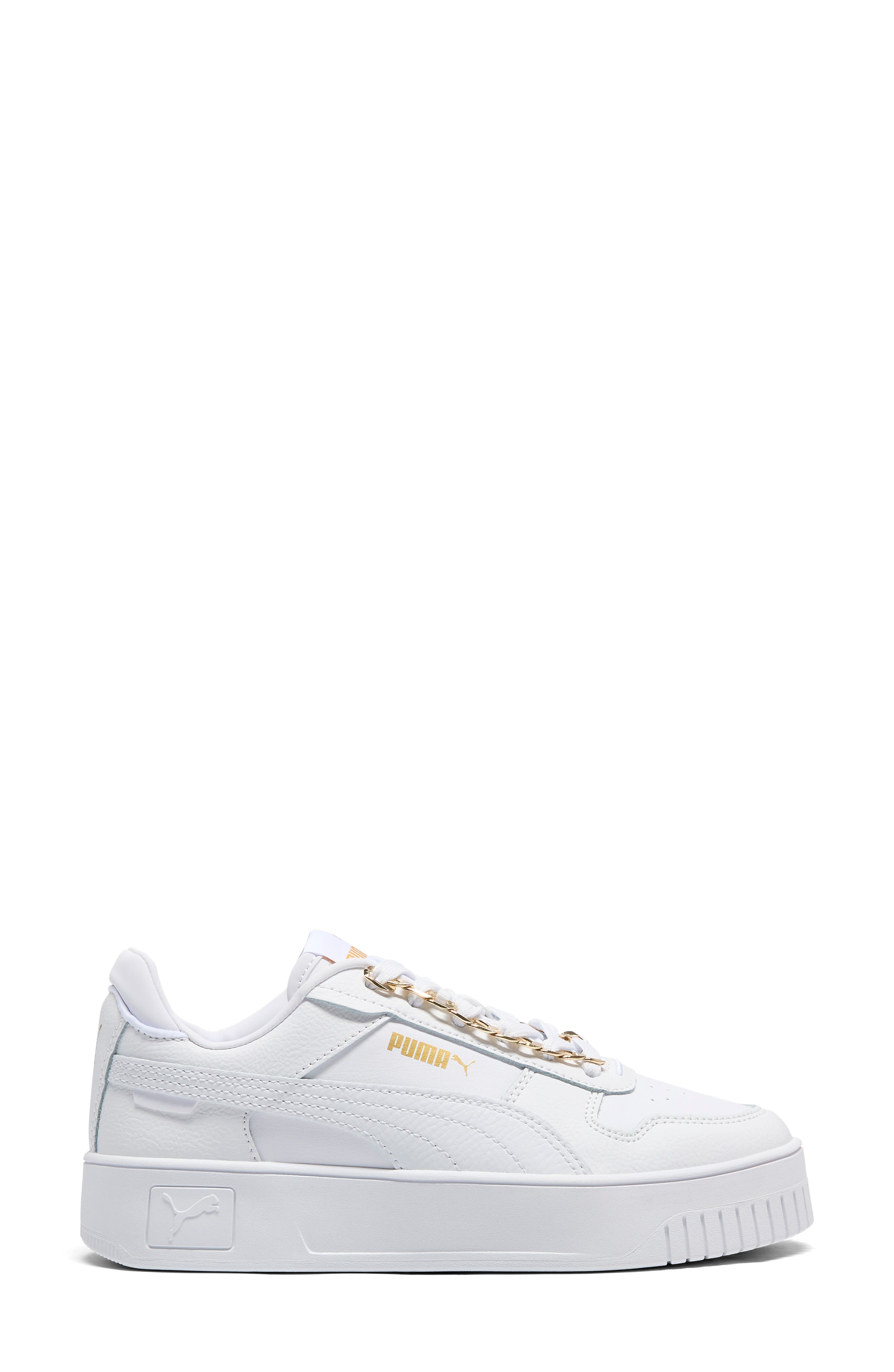Carina Street Bling Leather Platform Sneaker, Alternate, color, PUMA WHITE/ PUMA WHITE/ GOLD