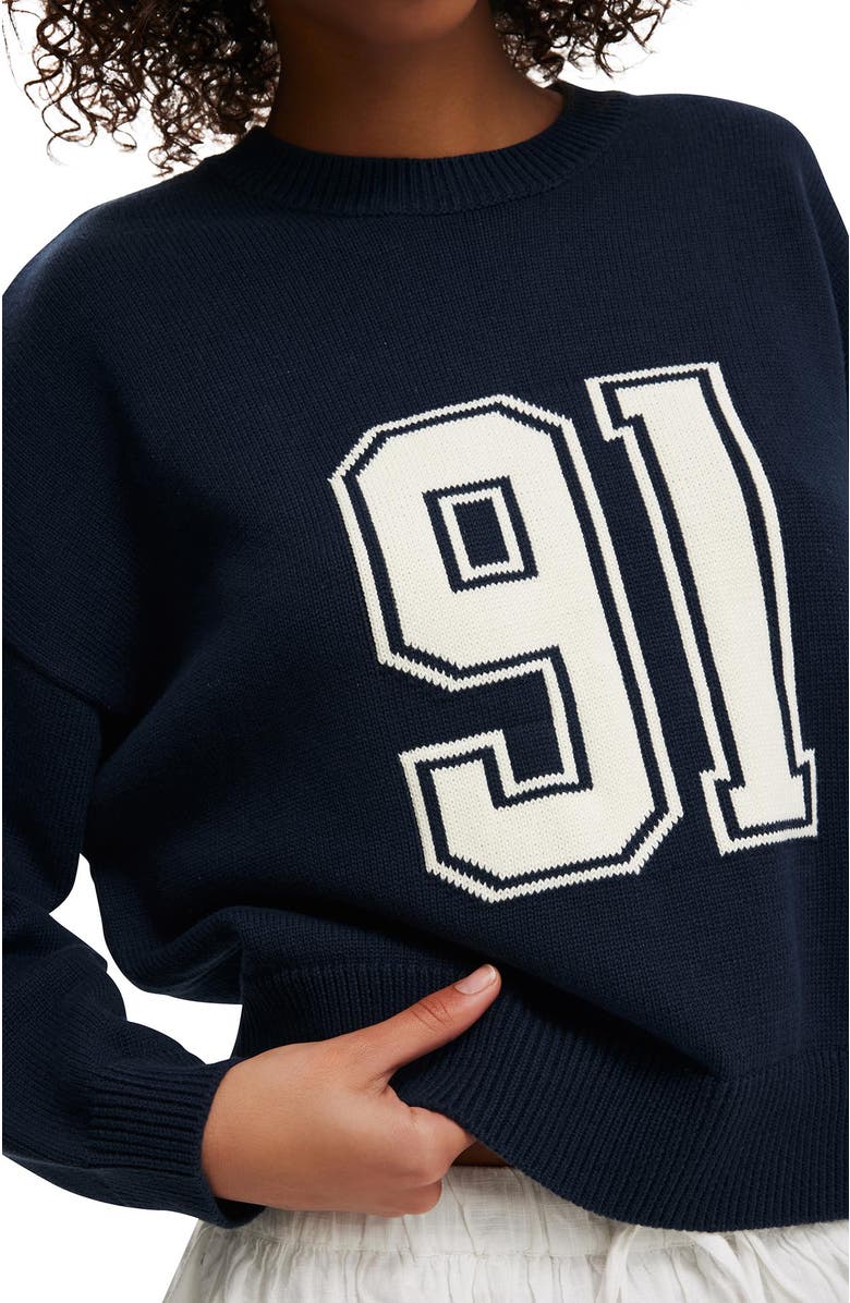 Cotton On Women's Cotton Crew Neck Sweater, Alternate, color, Navy 91