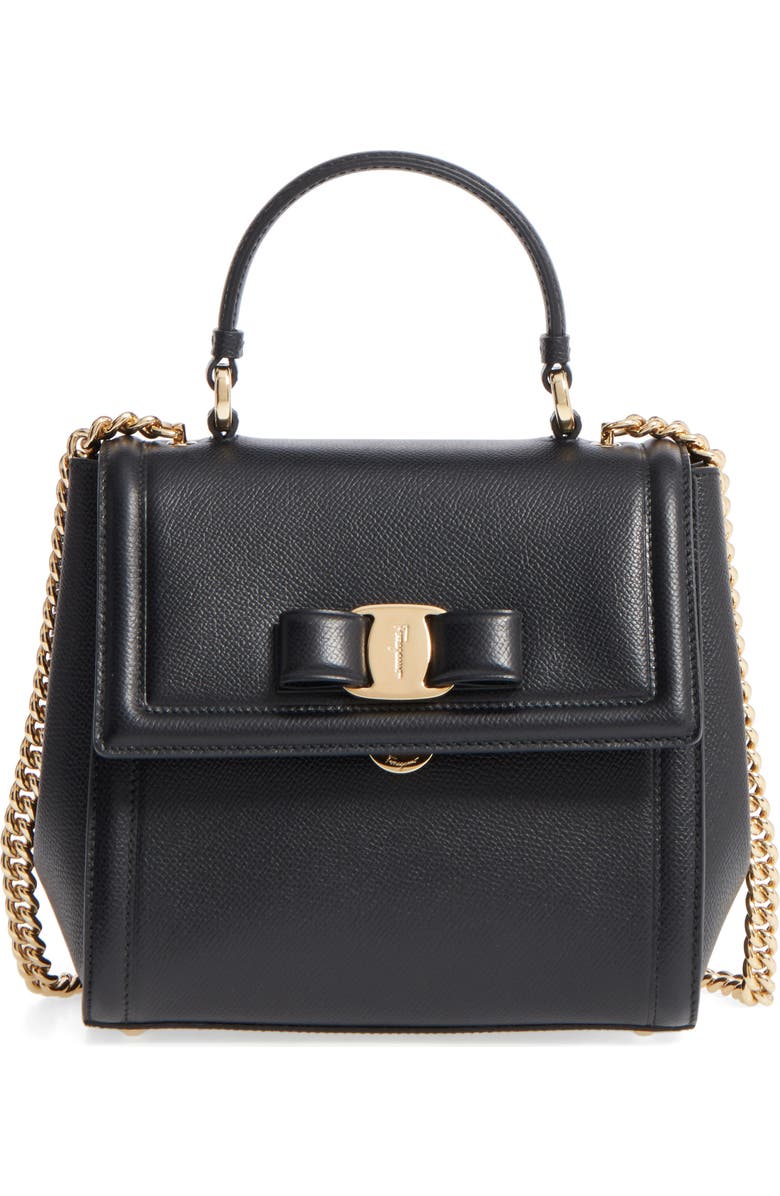 FERRAGAMO Salvatore Ferragamo Small Carrie Leather Bow Satchel, Main, color,