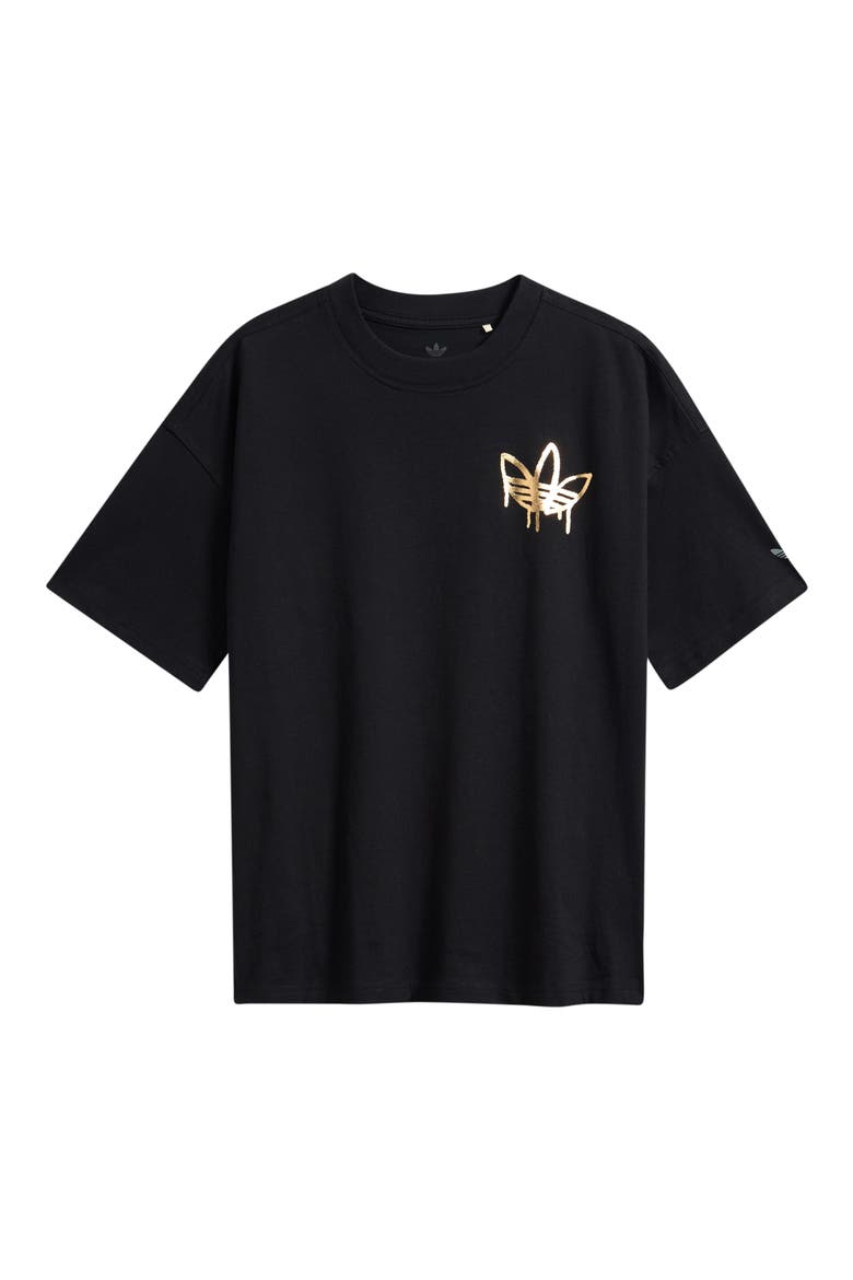 Kids' Trefoil Graffiti Cotton Graphic T-Shirt, Main, color, BLACK