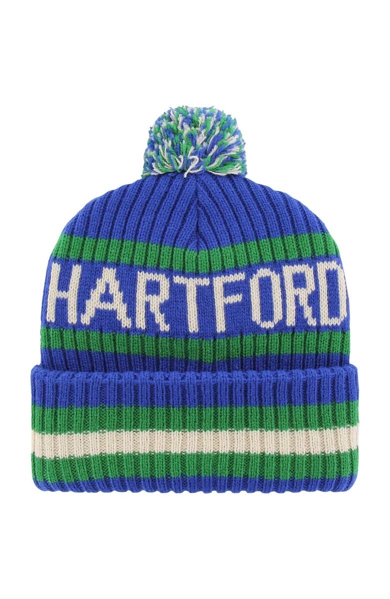 '47 Men's '47 Blue Hartford Whalers Bering Cuffed Knit Hat with Pom, Alternate, color, Blue
