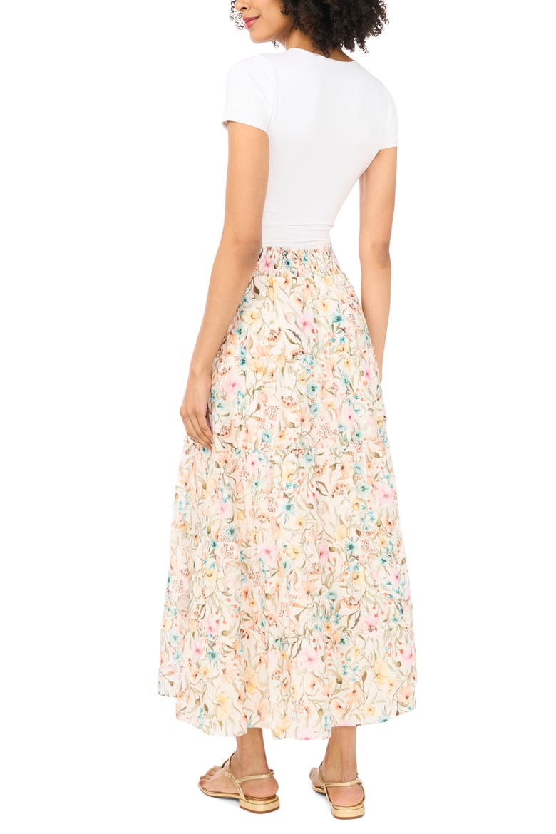 Smocked Waist Tiered Maxi Skirt, Alternate, color, ANTIQ WHITE