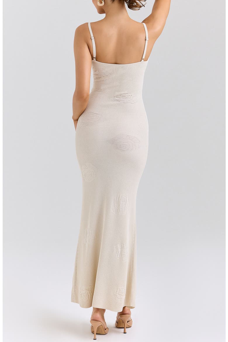Dara Rose Embroidered Rib Knit Maxi Dress, Alternate, color, ECRU