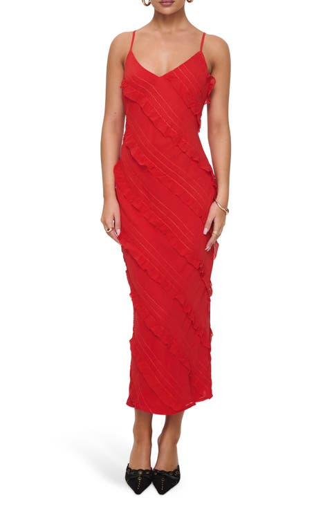 Lars Ruffle Trim Midi Slipdress