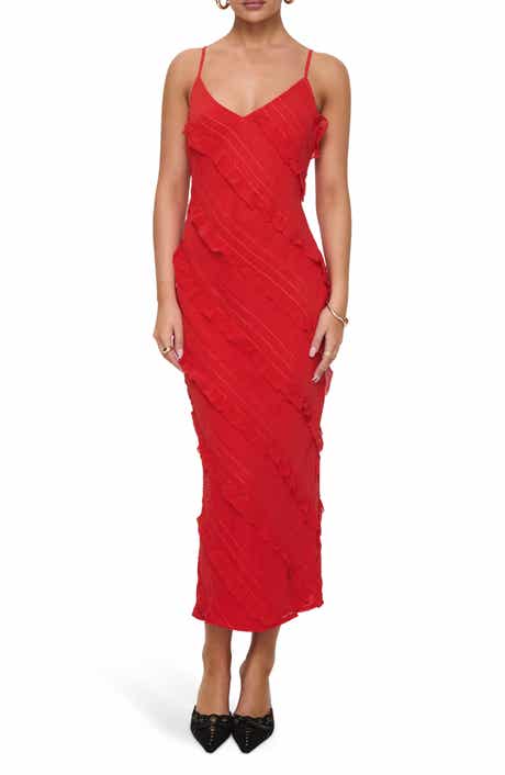 Princess Polly Lars Ruffle Trim Midi Slipdress