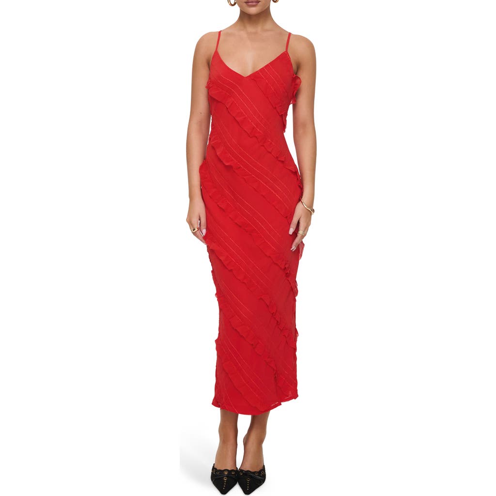 PRINCESS POLLY PRINCESS POLLY LARS RUFFLE TRIM MIDI SLIPDRESS