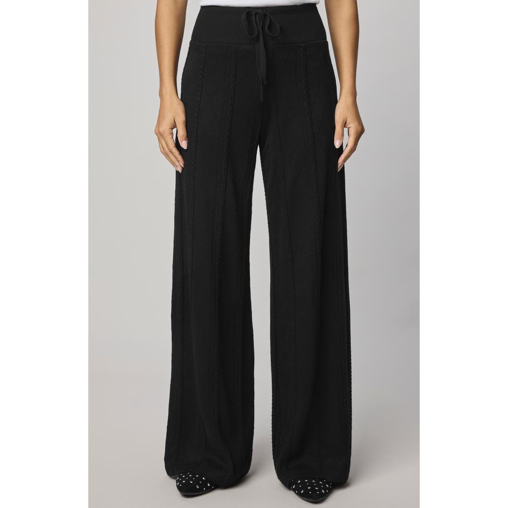 Splendid Cable Drawstring Wide Leg Pants In Black