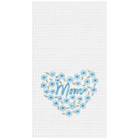 Mom Mothers Day Floral Kitchen and Bathroom Embroidered Waffle Hand Towel