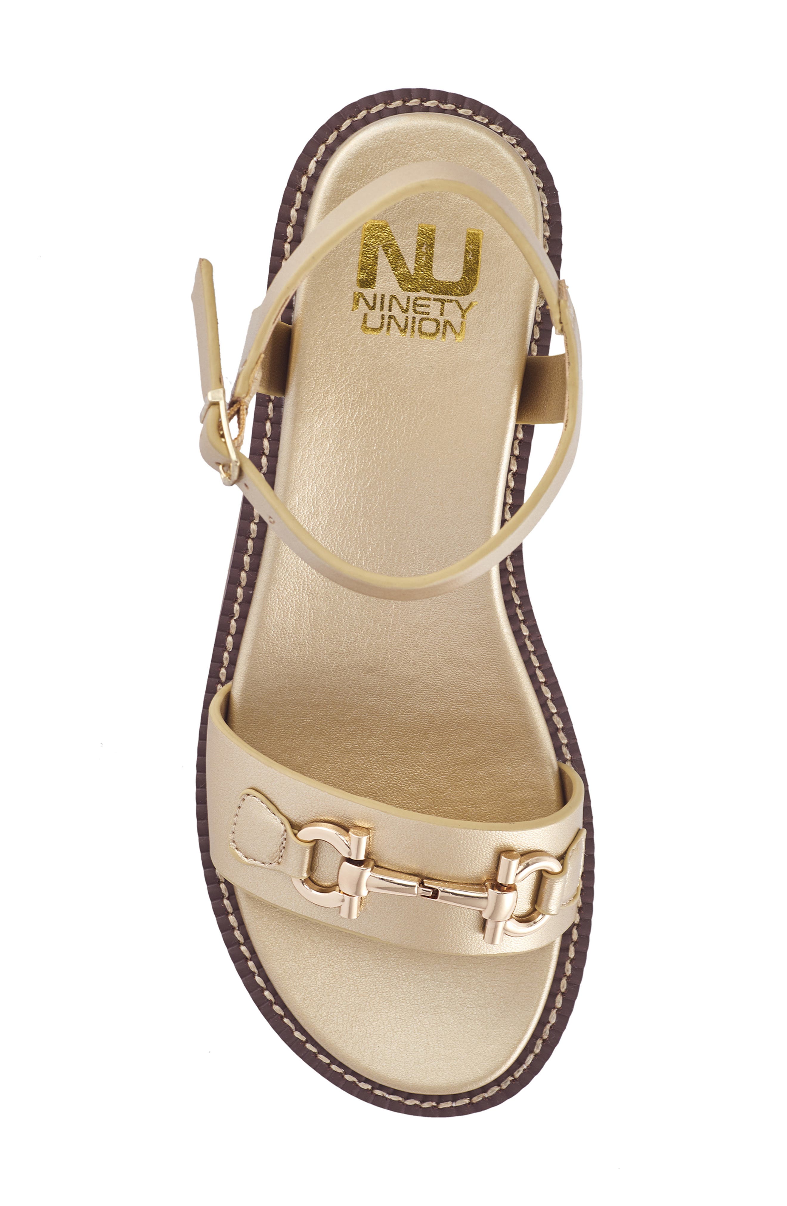 Madison Ankle Strap Flat Sandal, Alternate, color, GOLD