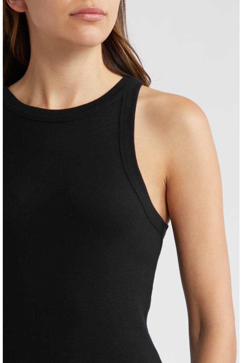 Cut In Rib Tank Dress, Alternate, color, BLACK