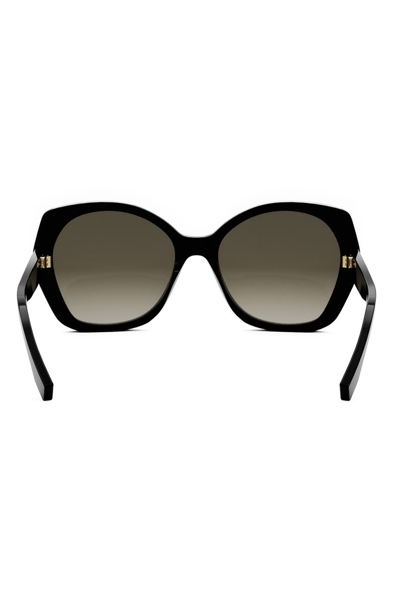 Fendi 'Fendi Lettering 57mm Gradient Butterfly Sunglasses, Alternate, color, Shiny Black / Gradient Brown