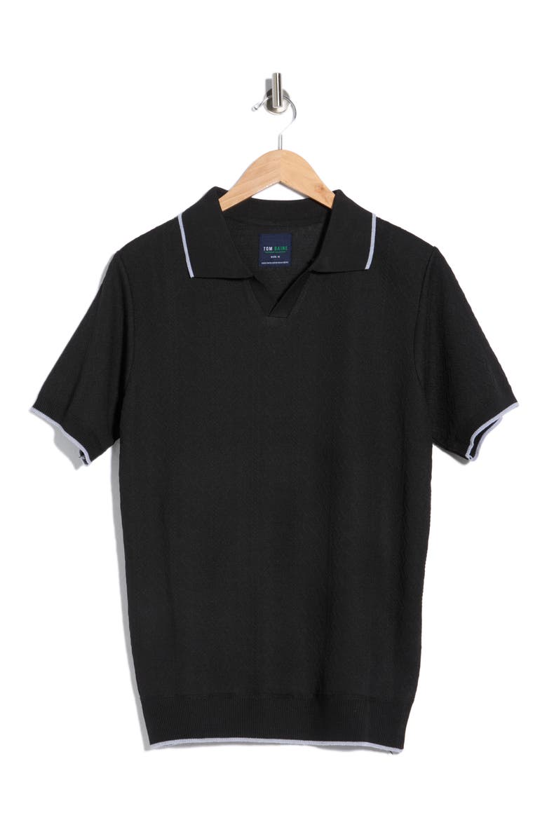 Johnny Collar Knit Polo Sweater, Alternate, color, BLACK